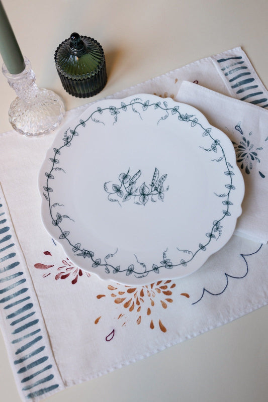 Linen Placemat with blue frame